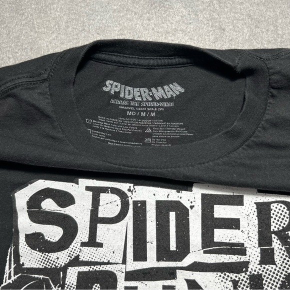 Spider-Man Spider-Punk T-Shirt Men’s Medium Black Marvel Across Spider-Verse Tee - Picture 4 of 6